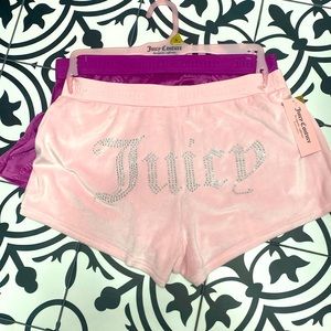 NWT JUICY COUTURE SHORTS in Baby Pink & Purple in size Small